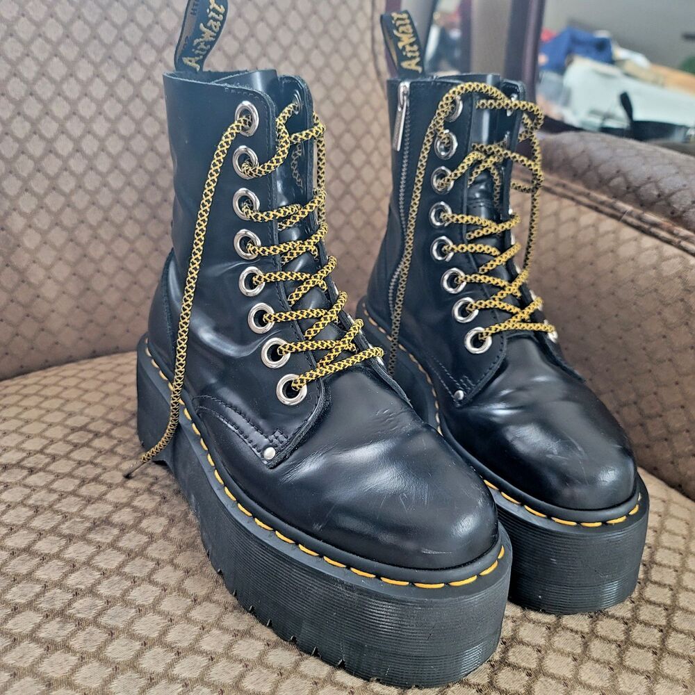 Dr. Doc Martens 'Jadon Max' Platform Boots Black Buttero Lace-Up Boots size 7